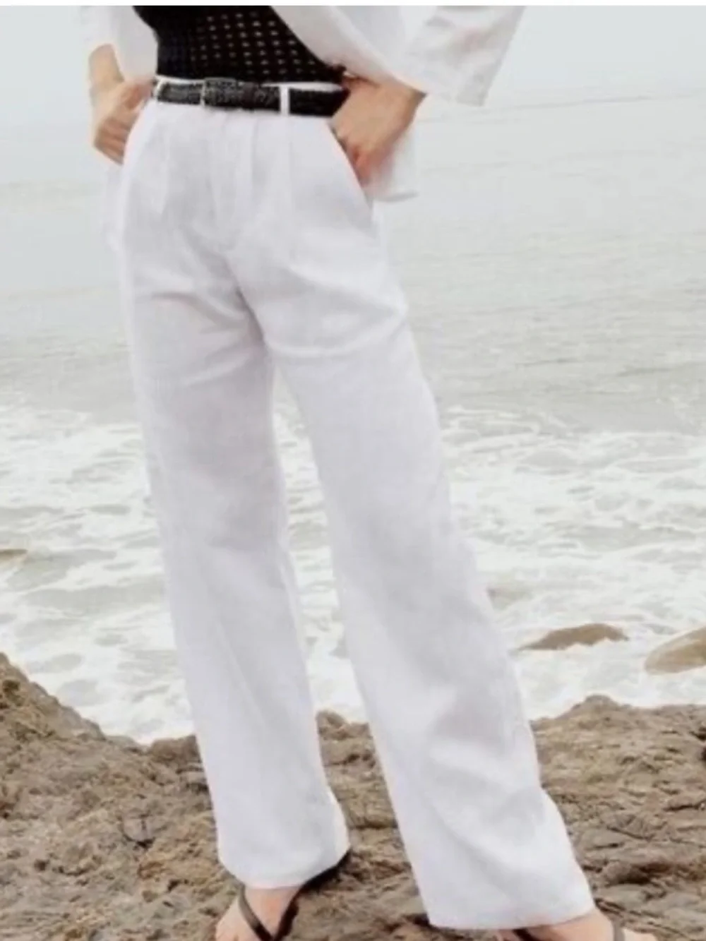 Reformation Pants Vesta Trouser in White Linen